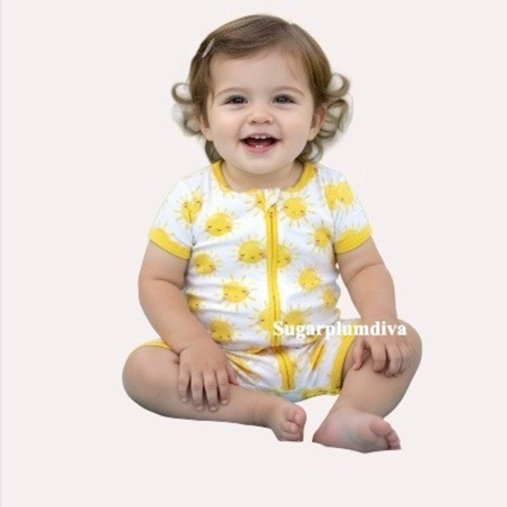 Little Sleepies Play Sunshine Shorty Zippy Romper 18-24 Months Toddler Yellow‎